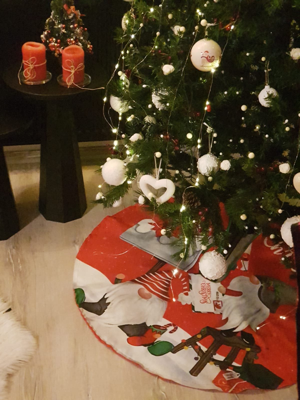 Christmas Tree Cover Gnomes Christmas Preparations with Gifts Large Size 95 cm