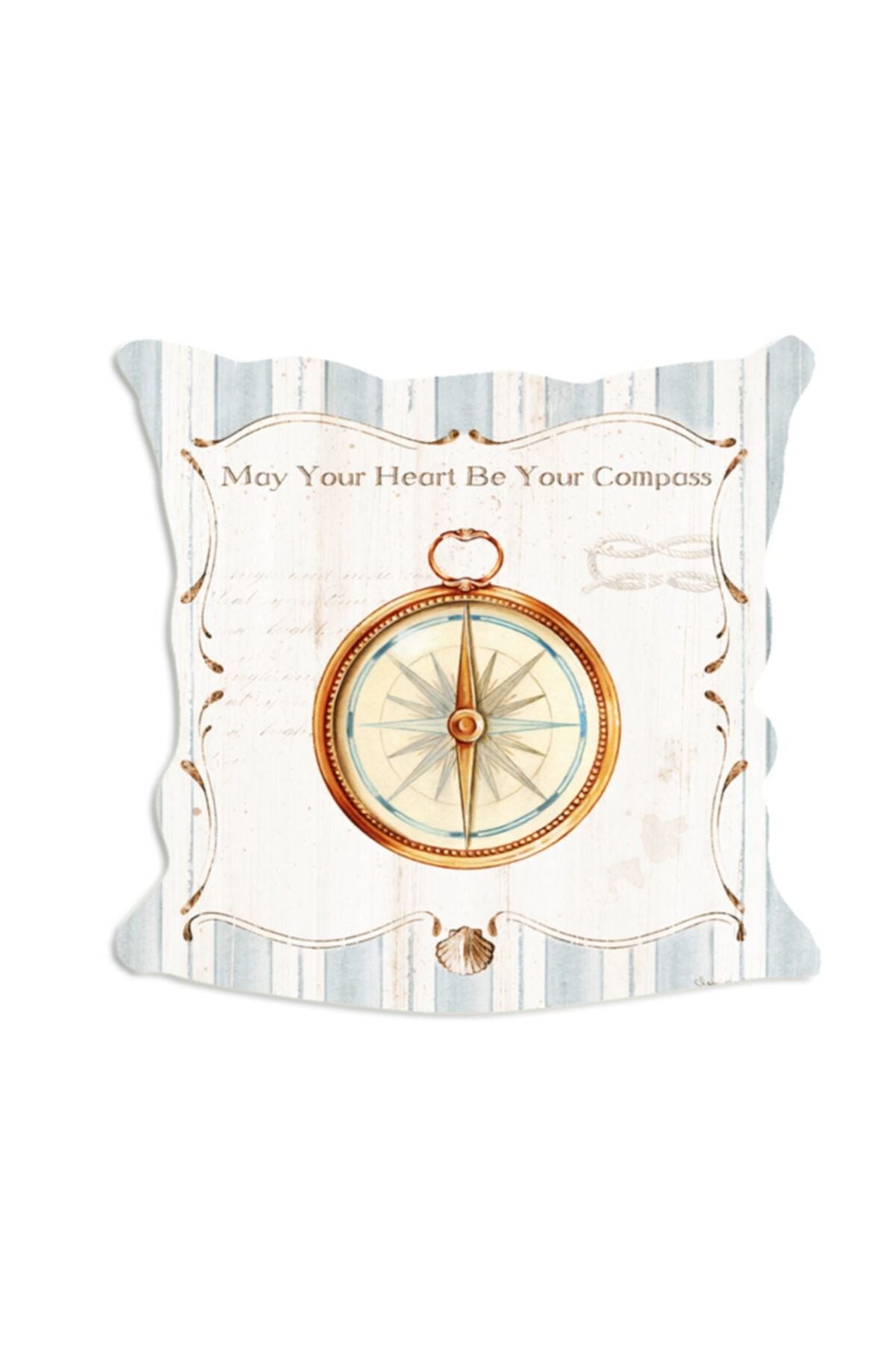 Açık Mavi Çizgili Pusula Deniz Serisi No : 2 Yastık & Kırlent & Kırlent Kılıfı