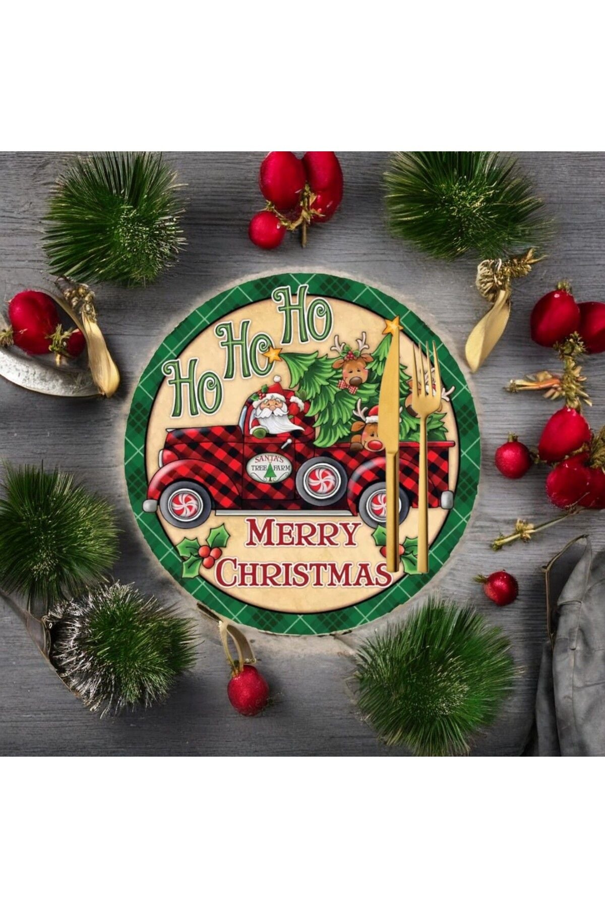 Santa Claus 2-Piece New Year Christmas Model: 2 Fabric Underlay