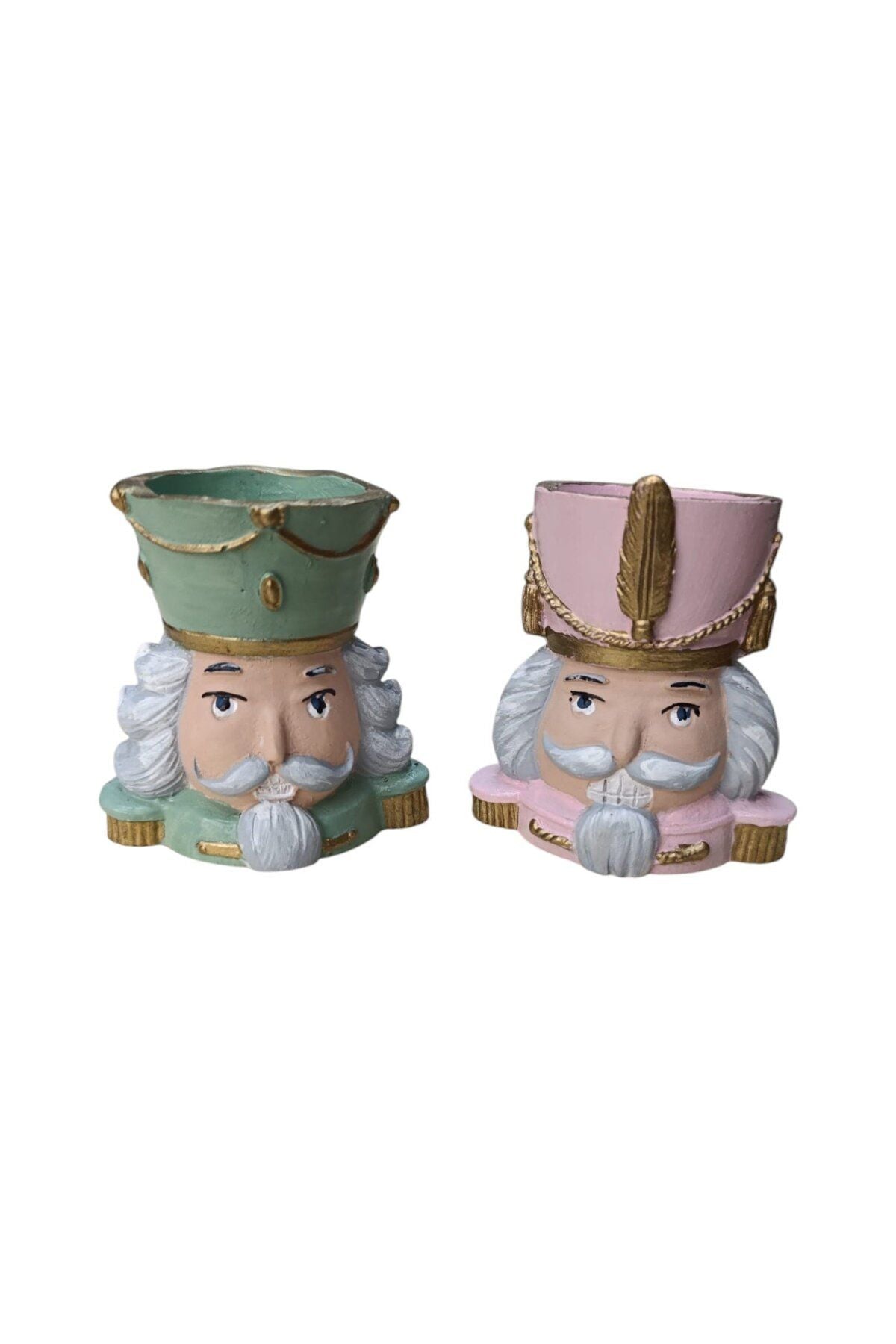 2'li Kurşun asker- Nutcracker - Fındıkkıran Mumluk Pembe Mint