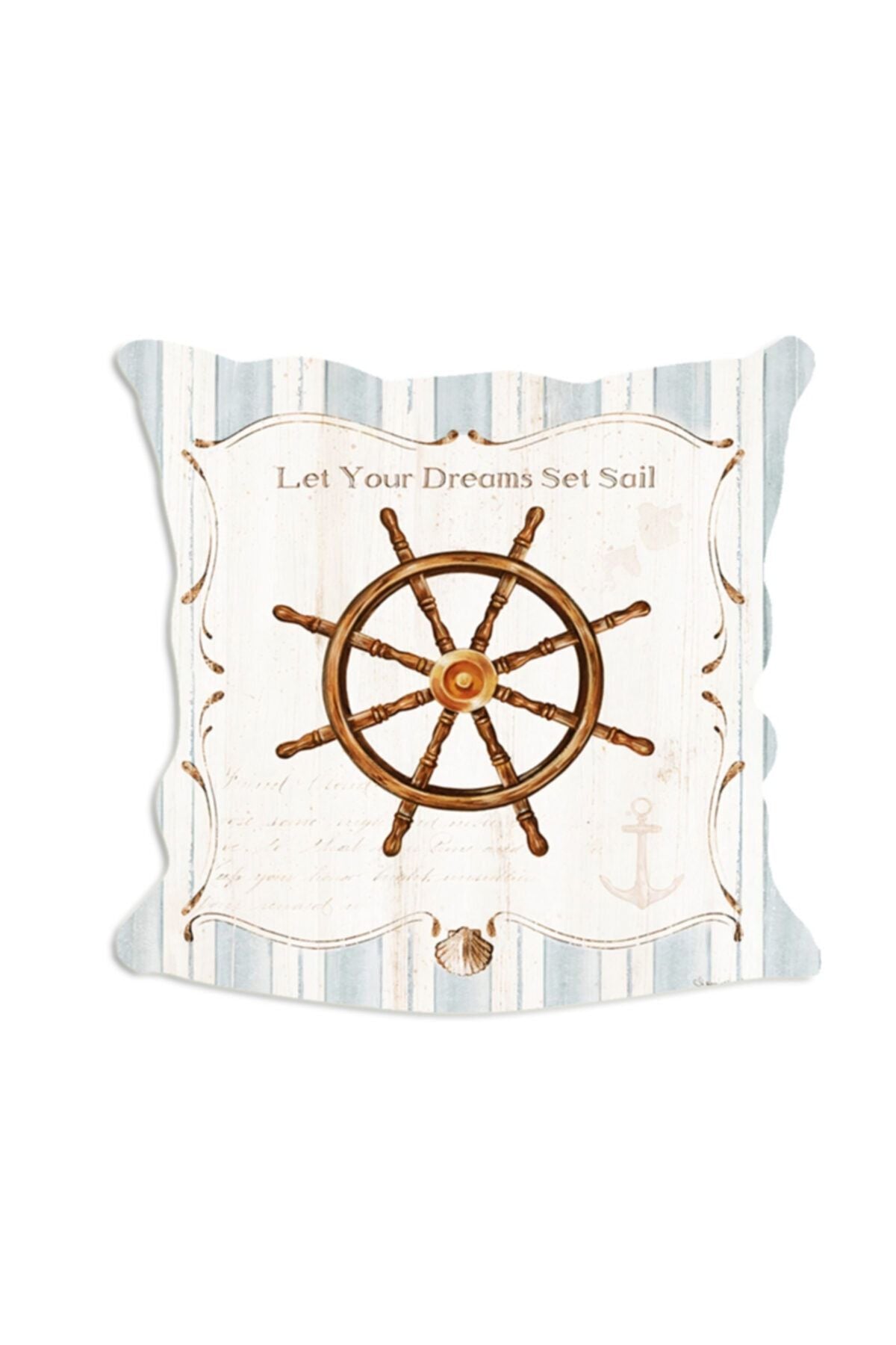 Açık Mavi Çizgili Dümen Deniz Serisi No : 4 Yastık & Kırlent & Kırlent Kılıfı