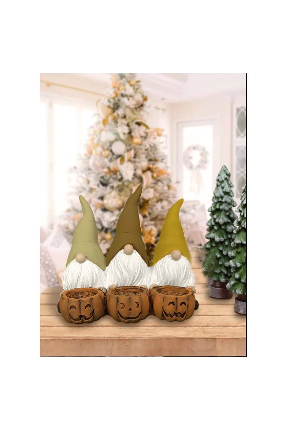 Decorative Triple Gnome Dwarf Candle Holder Figurine