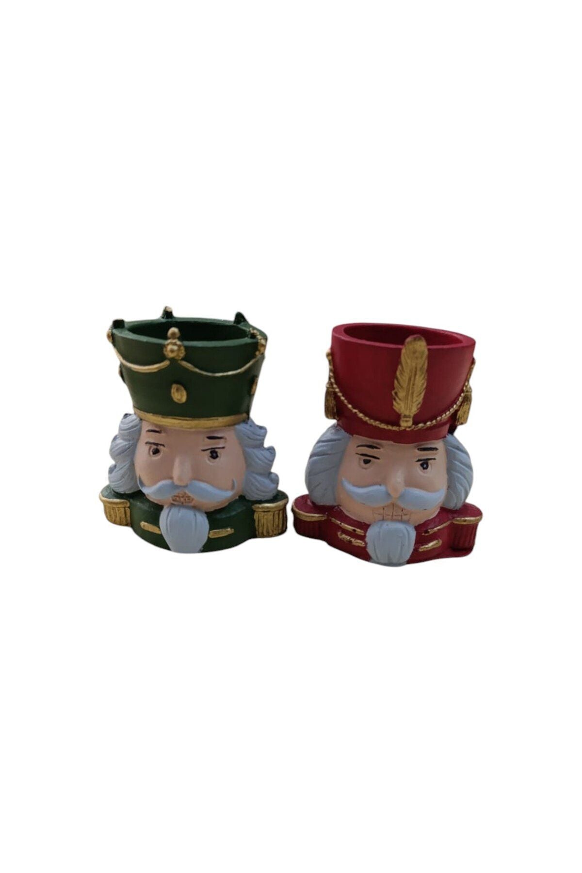 2'li Kurşun asker- Nutcracker - Fındıkkıran Mumluk Kırmızı Yeşil