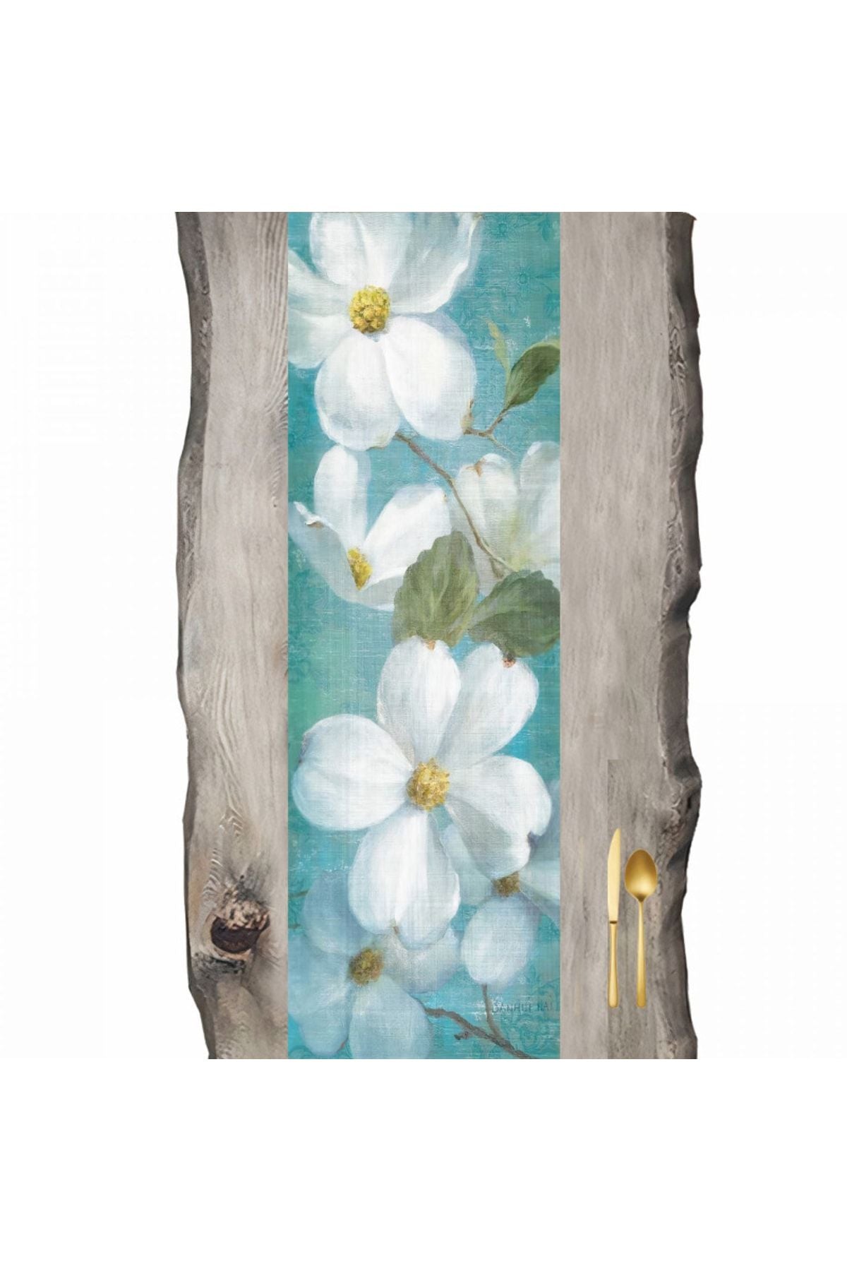 Pastel Flowers Linen Look Runner - Runner Run367