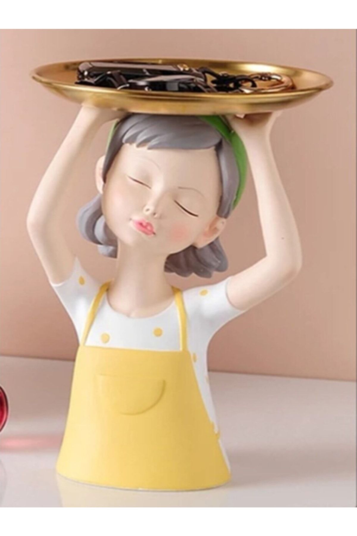 Girl with Tray Presentation Statue (yellow)