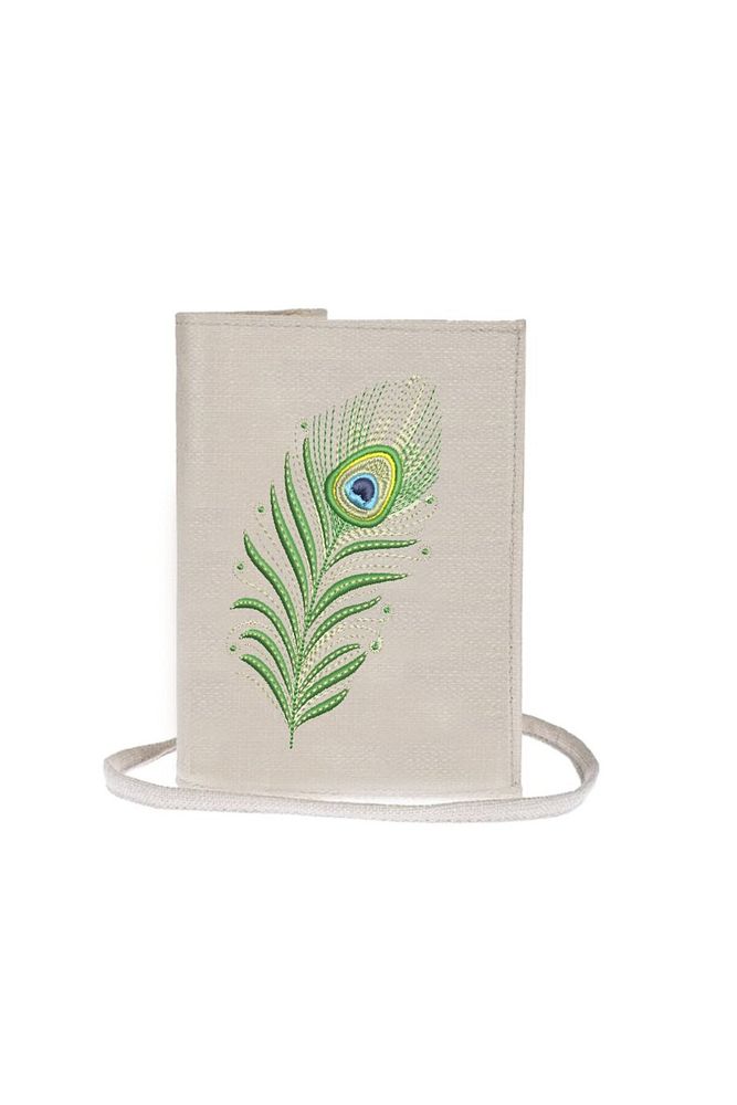 Peacock Feather Peacock Embroidered Book - Tablet - Ebook Bag / Case
