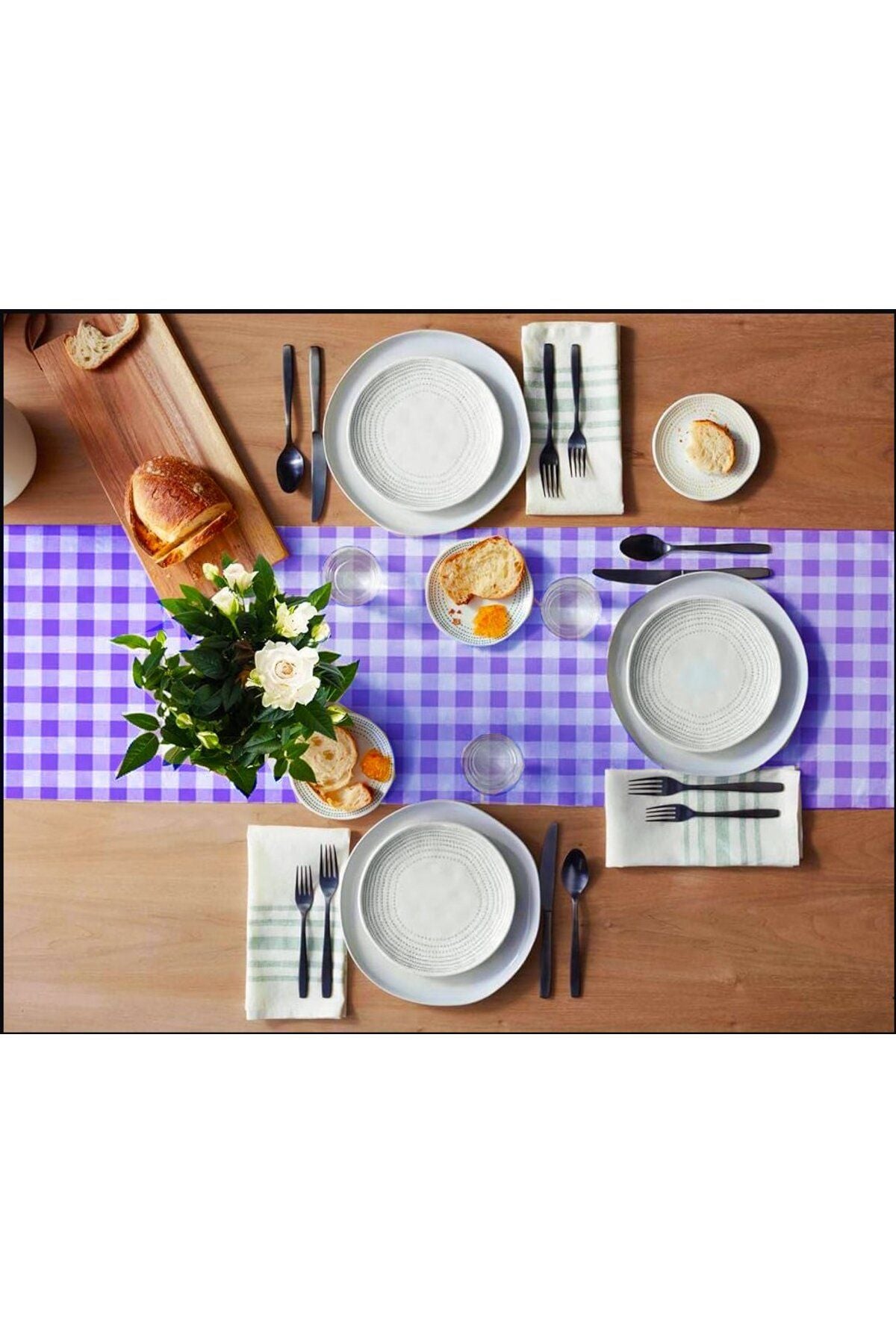 Purple and White Gingham, Plaid, Checkered Runner, Placemat