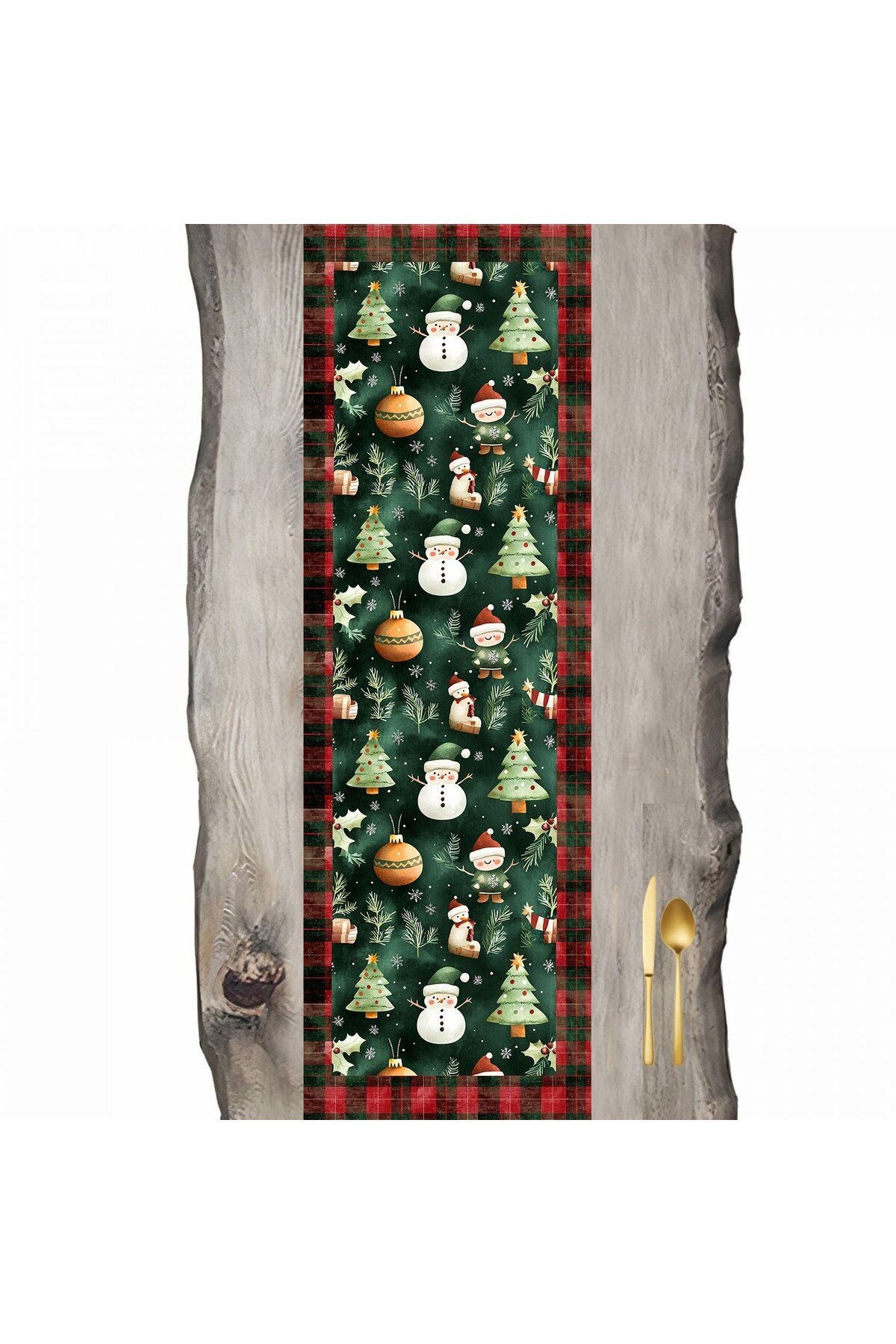 Christmas, New Year, Christmas Gingerbread Snowman and Ornaments Runner - Runner