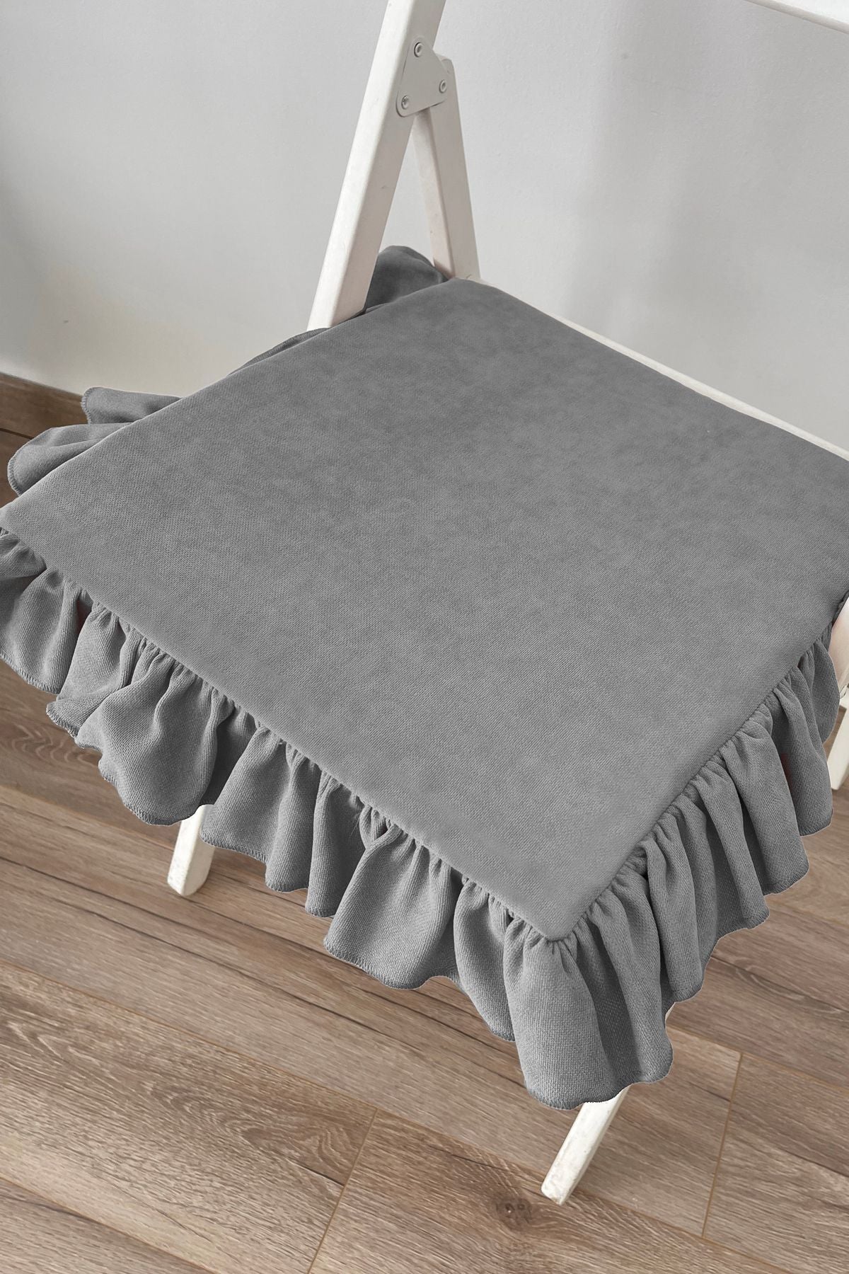 Ruffle Liquid & Stain Repellent Scandinavian Chair Cushion Grey