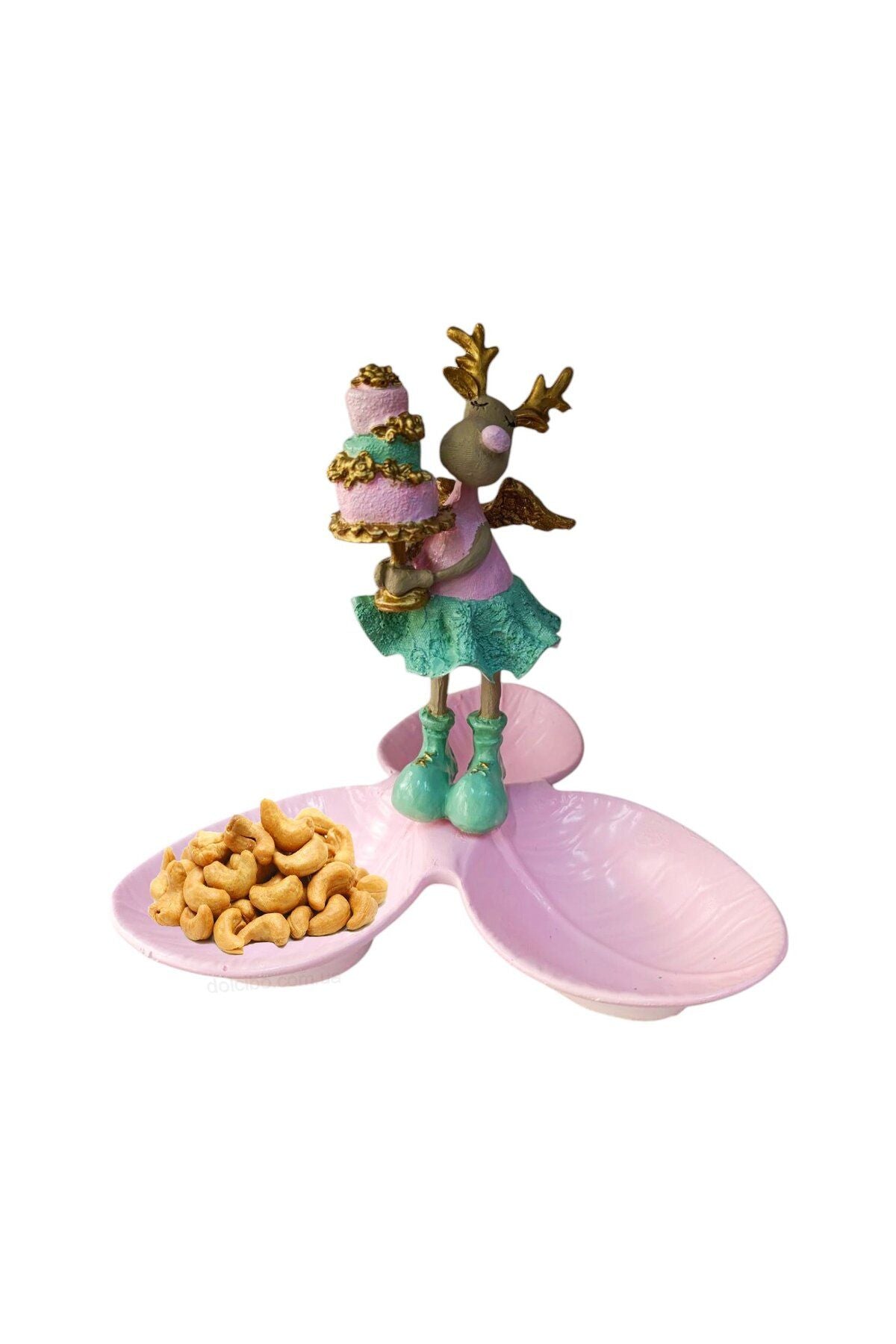 Pink Deer Plate Presentation with Cake, Snack - Breakfast - Coffee - Fruit Presentation Plate