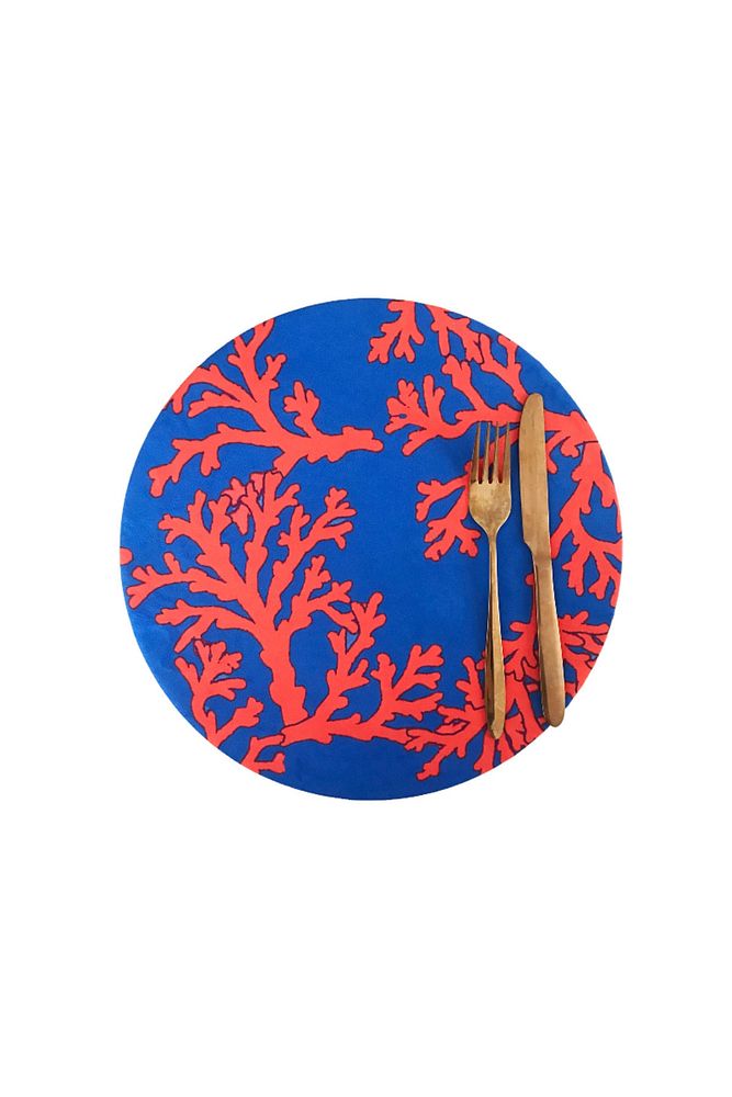 Coral Pattern Parliament Blue Ground 2 Winter Supla, Fabric - Wooden Inside Supla