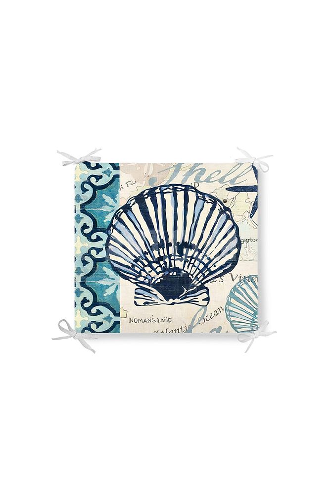 Marine Turquoise Oyster Pattern Zippered Chair Cushion