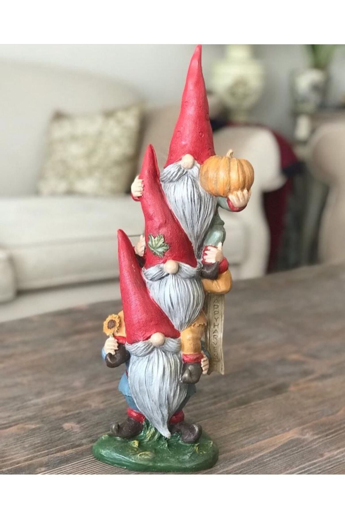 3-Piece Gnome Dwarf Figurine Statue (44x18cm)
