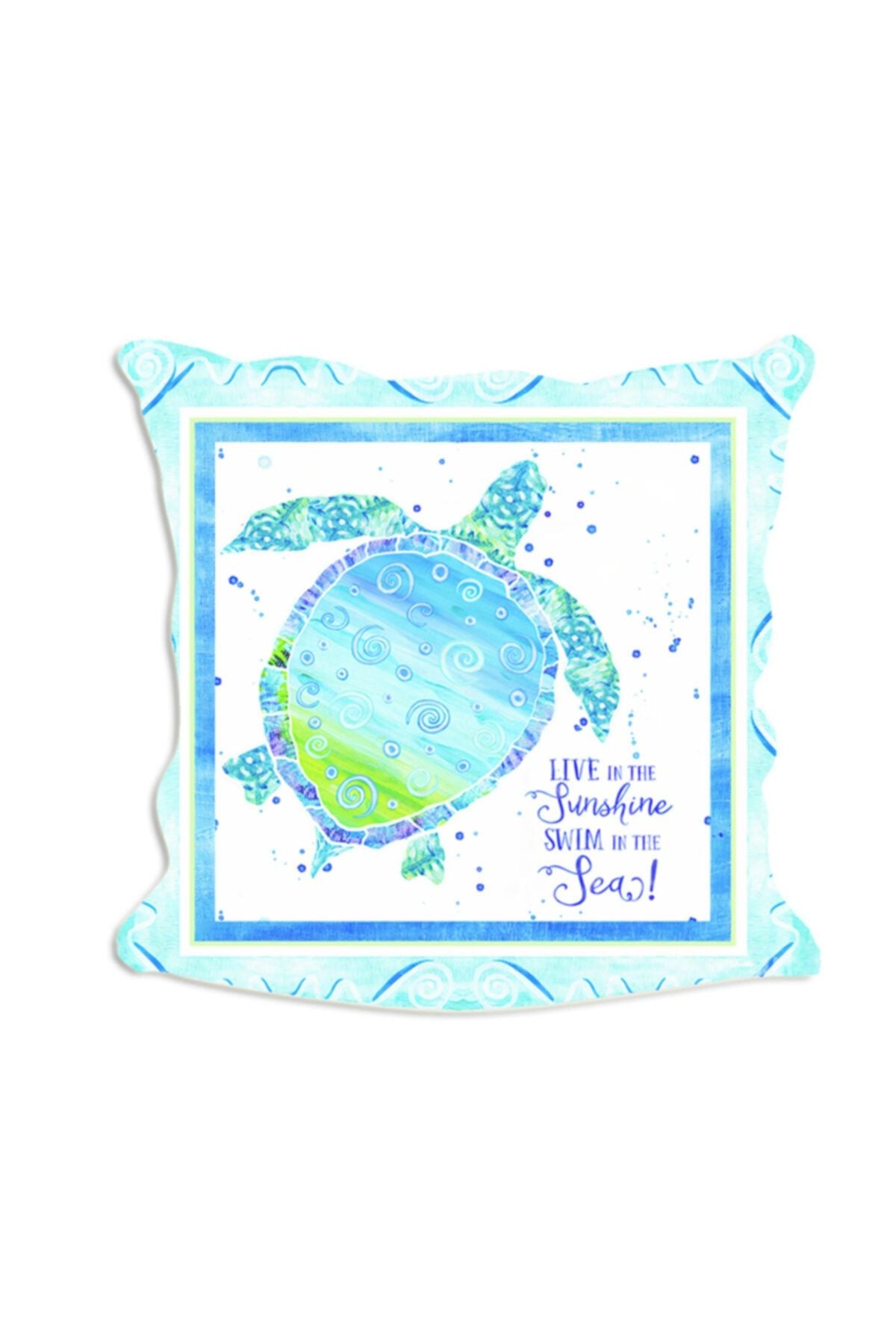 Açık Turkuaz Kaplumbağa Deniz Serisi No : 4 Yastık & Kırlent & Kırlent Kılıfı