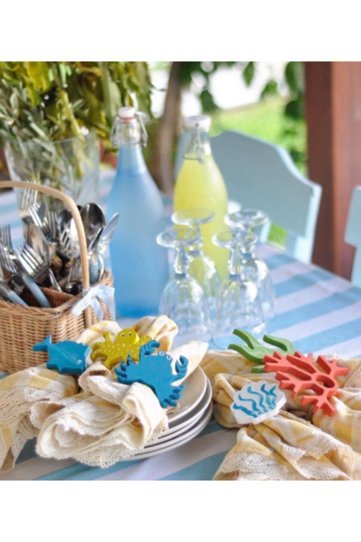 6-Piece Sea & Marine Set Napkin Ring & Napkin Ring