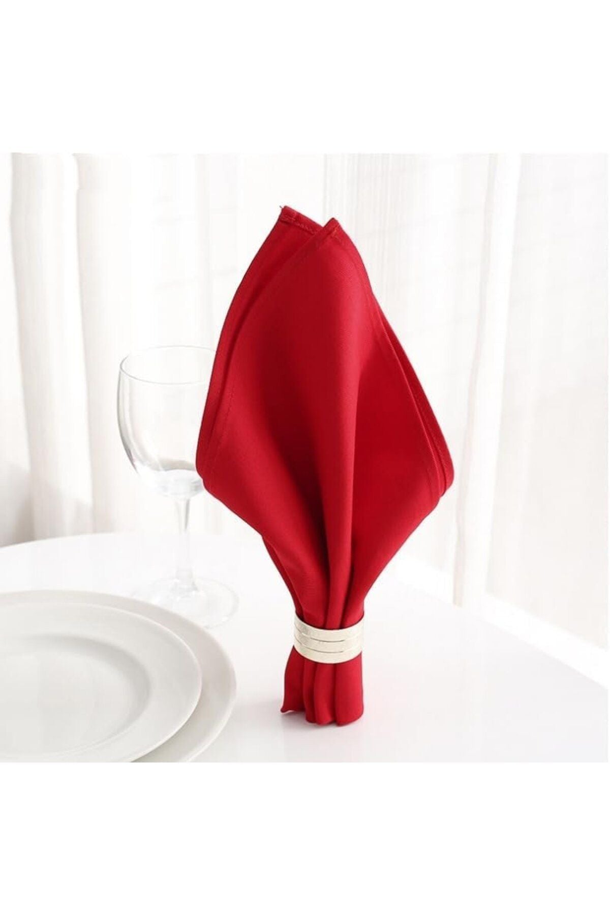 6 adet kırmızı kumaş peçete, 40x40 cm., leke tutmaz özelliğinde