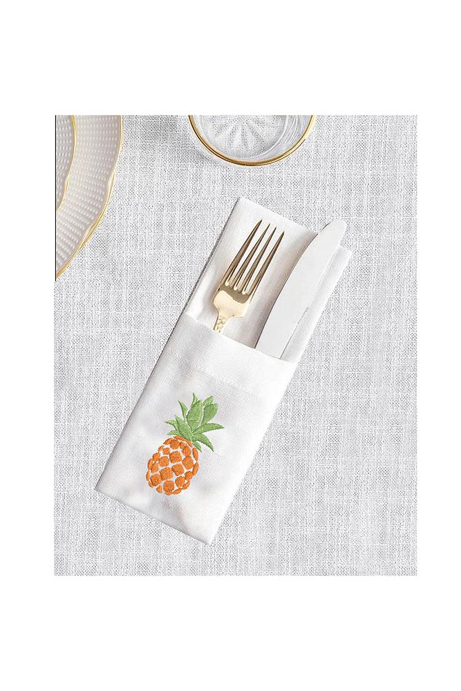 Imported Linen Embroidery Pineapple Embroidered Cutlery Case