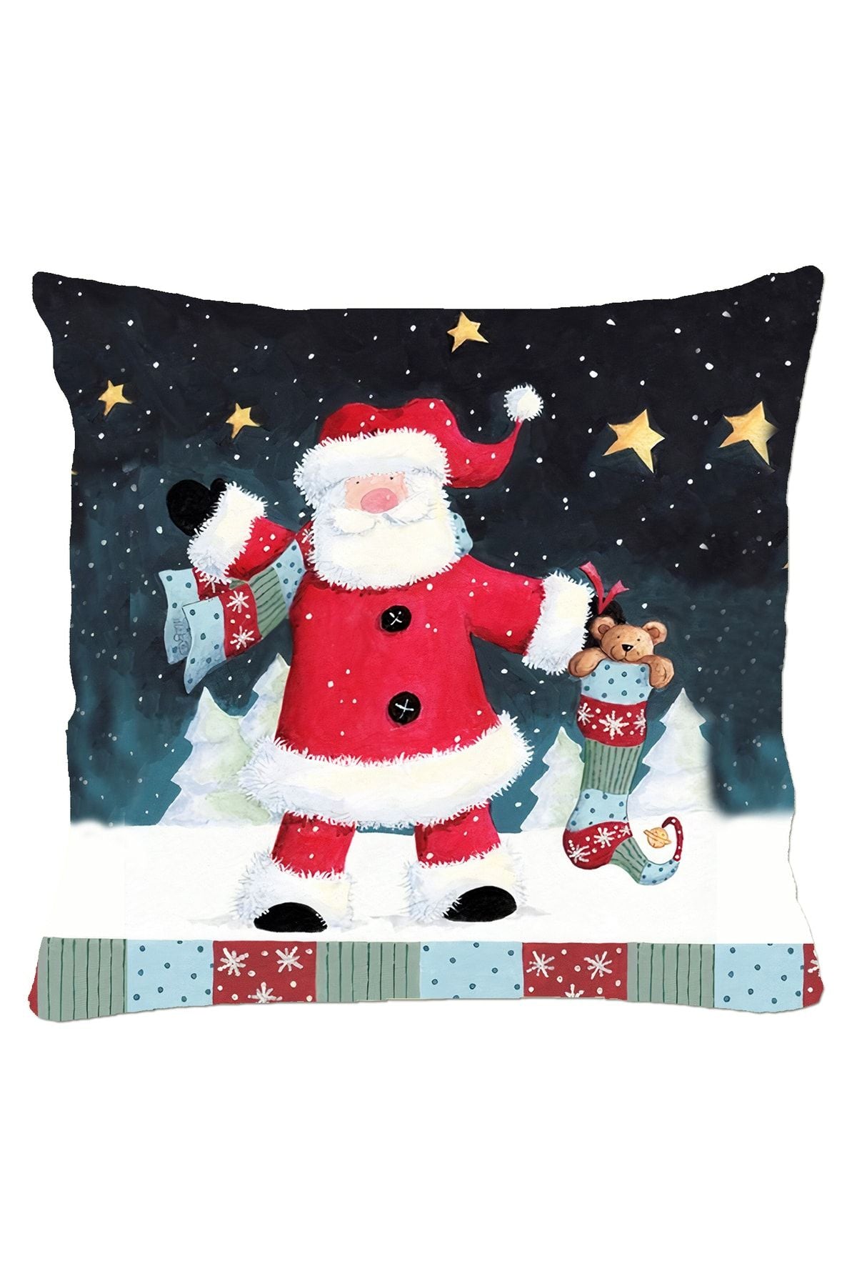 Noel Baba Ve Hediyeler Winter Kış Kırlent Kılıfı