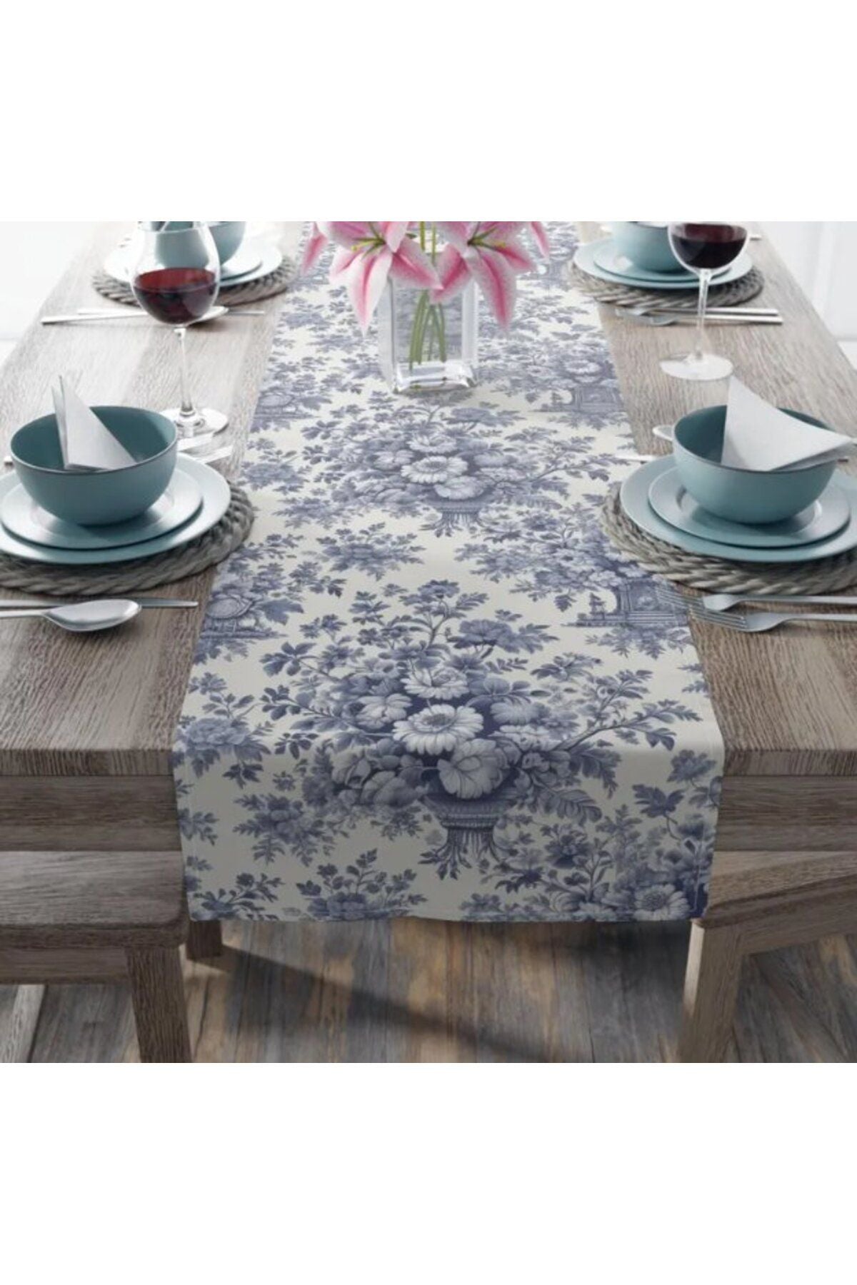 Chinoiserie Mavi Desen Ranır - Runner