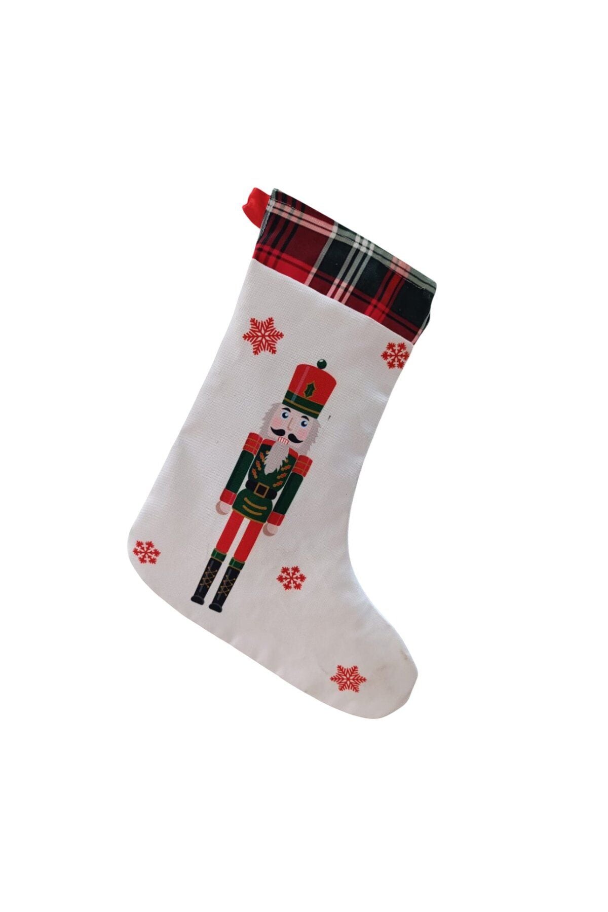 40 cm Yılbaşı & Christmas Desenli Dekoratif Hediye Kesesi, Noel Çorabı, Yılbaşı Süsü, Şömine Süsü,