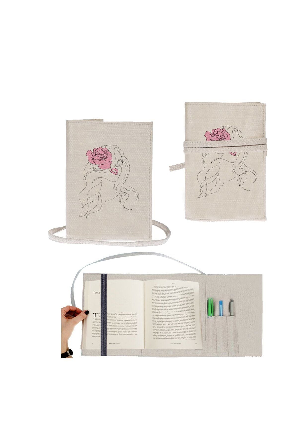 Flower Women Nakışlı Kitap - Tablet - Ebook Çantası / Kılıfı