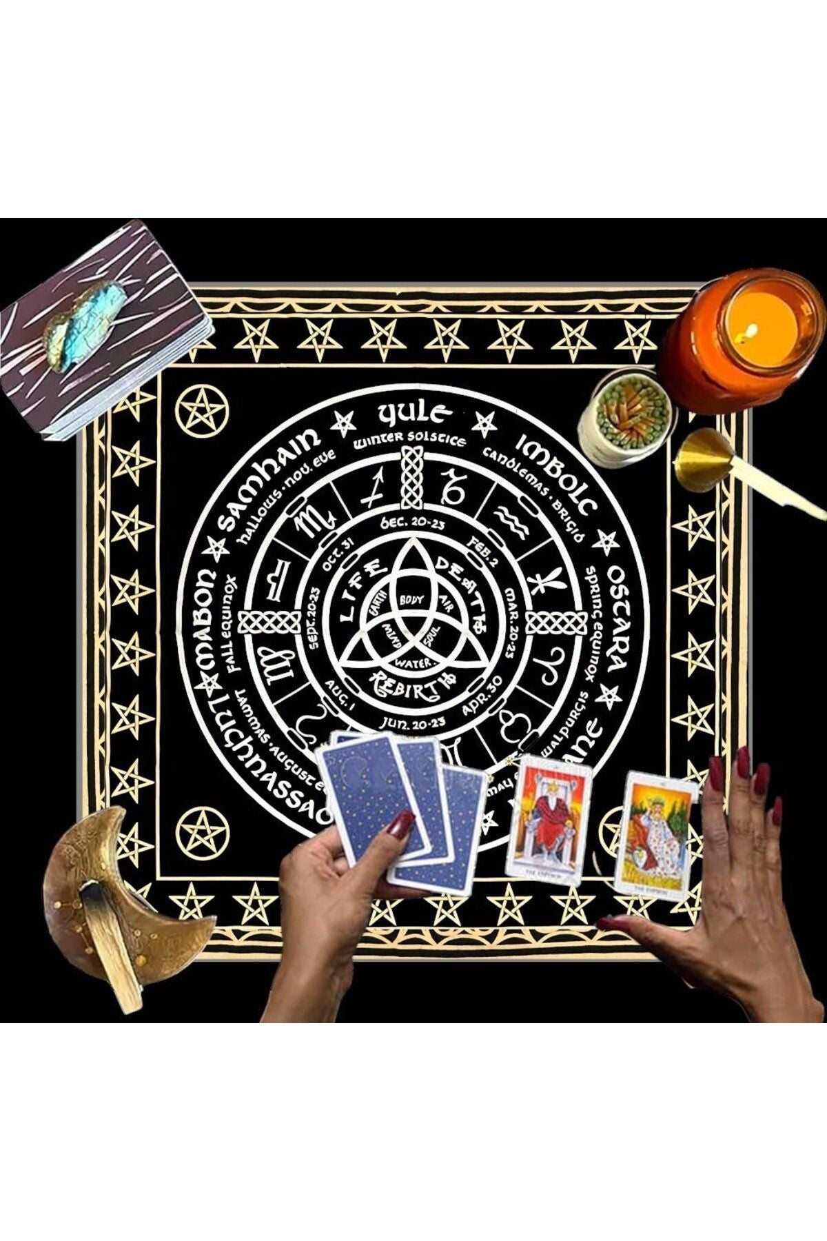Altar Cloth, Wiccan Supplies, Spiritual Tarot Cloth Astrology Tarot Wall Decor, Sacred Cloth
