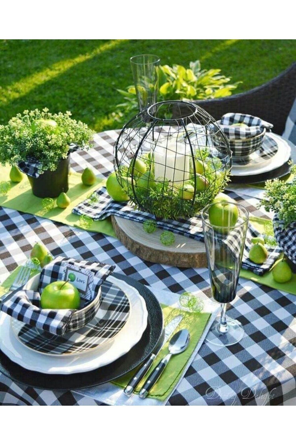 Siyah Beyaz Pötikare, Ekose, Damalı, Masa Örtüsü