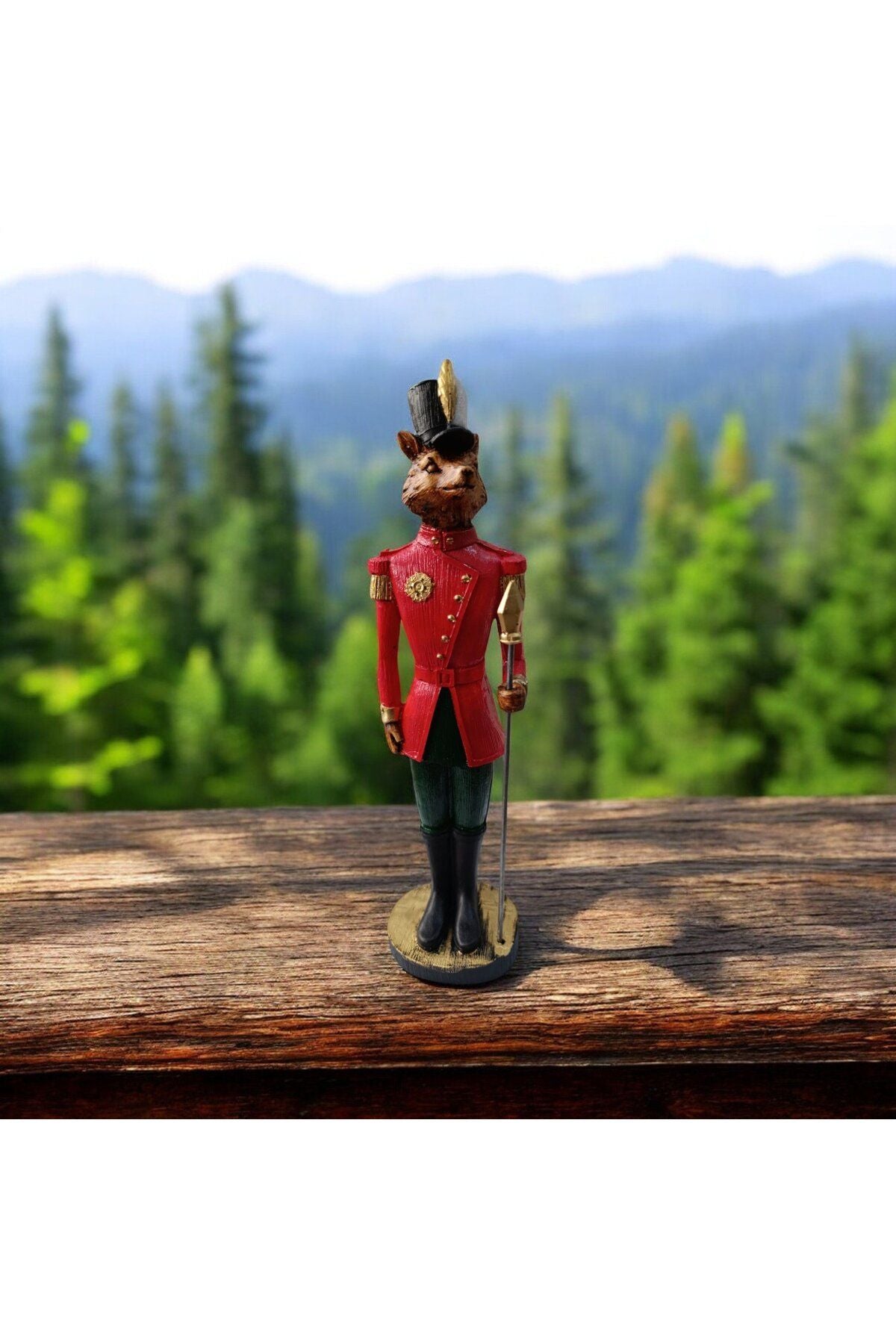 Decorative Squirrel Soldier Figurine, Red, 37 Cm., Decorative Christmas