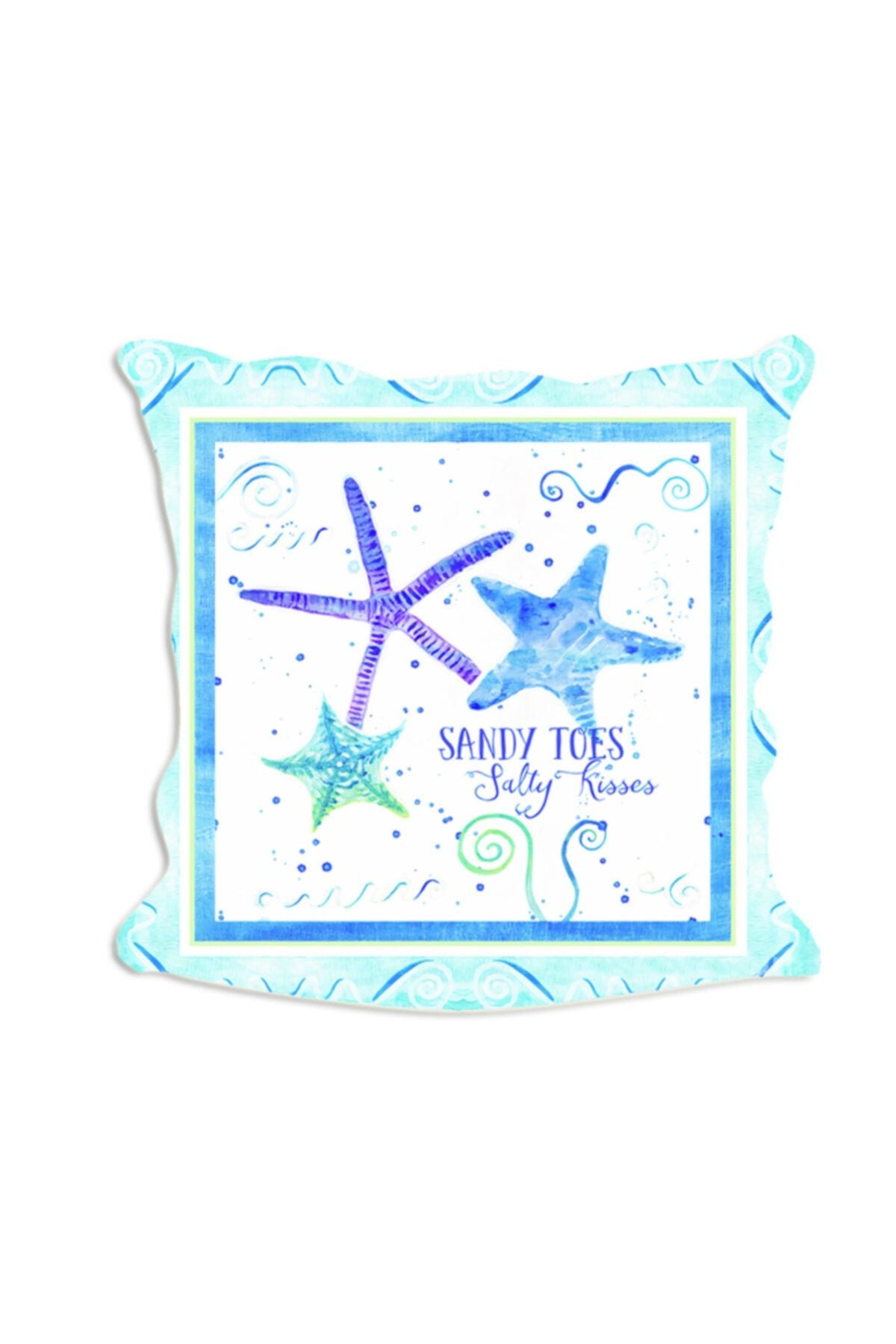 Açık Turkuaz Deniz Yıldızları Deniz Serisi No : 3 Yastık & Kırlent & Kırlent Kılıfı