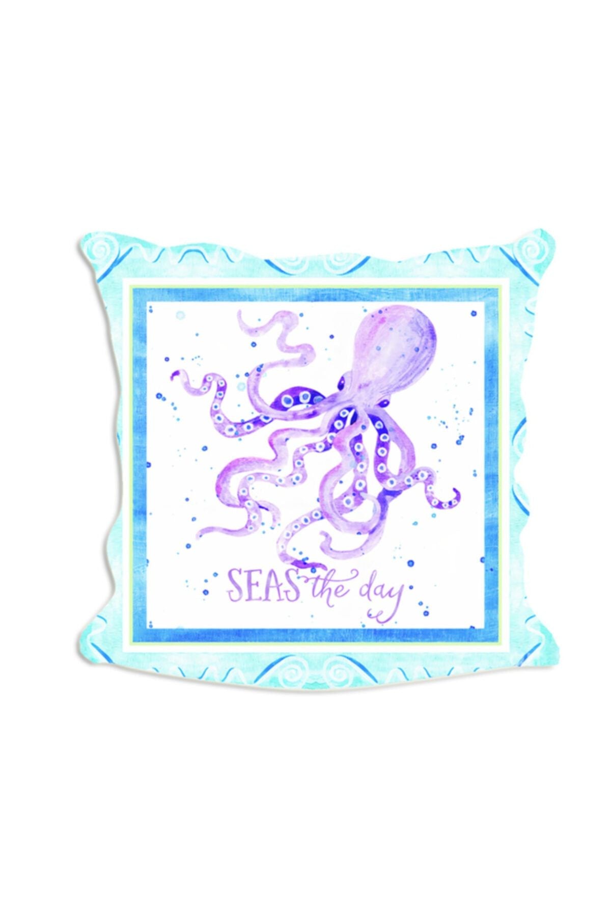 Açık Turkuaz Ahtapot Deniz Serisi No : 1 Yastık & Kırlent & Kırlent Kılıfı