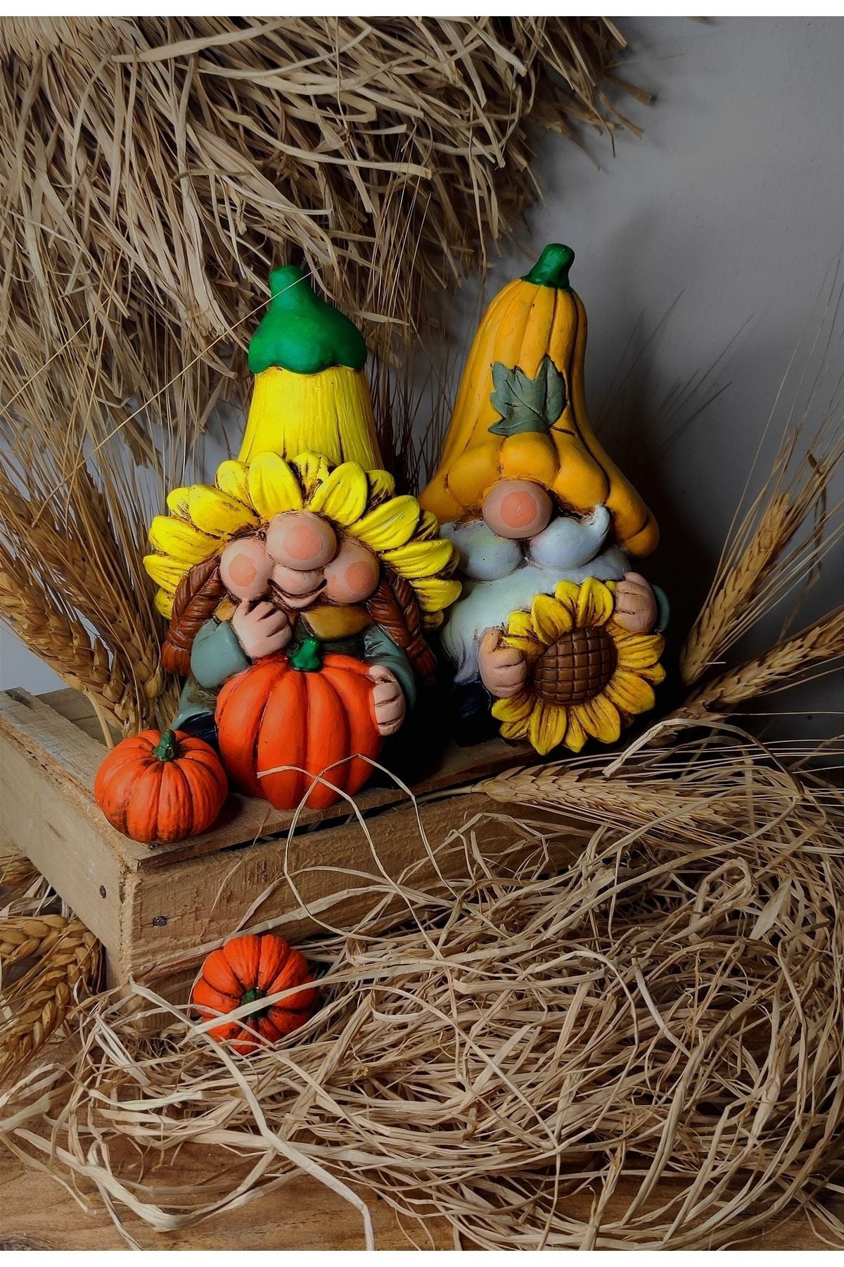 Kabaklı Gnome Çifti , Dekor , Ev Hediyesi , Biblo , Hediyelik