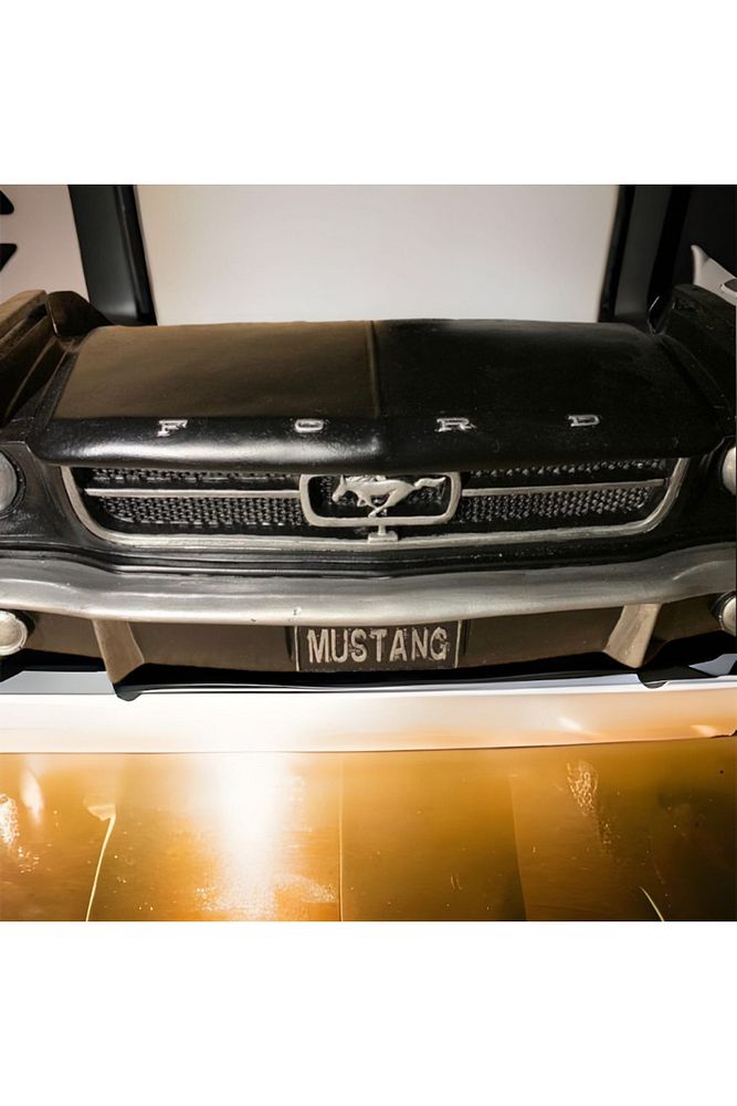 Mustang Araba Siyah Gold Duvar Pano (48x18cm)