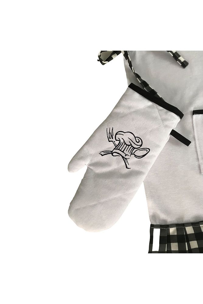 Chef Embroidered, Ruffled - Pleated, Oven Apron (COVER) and Gloves