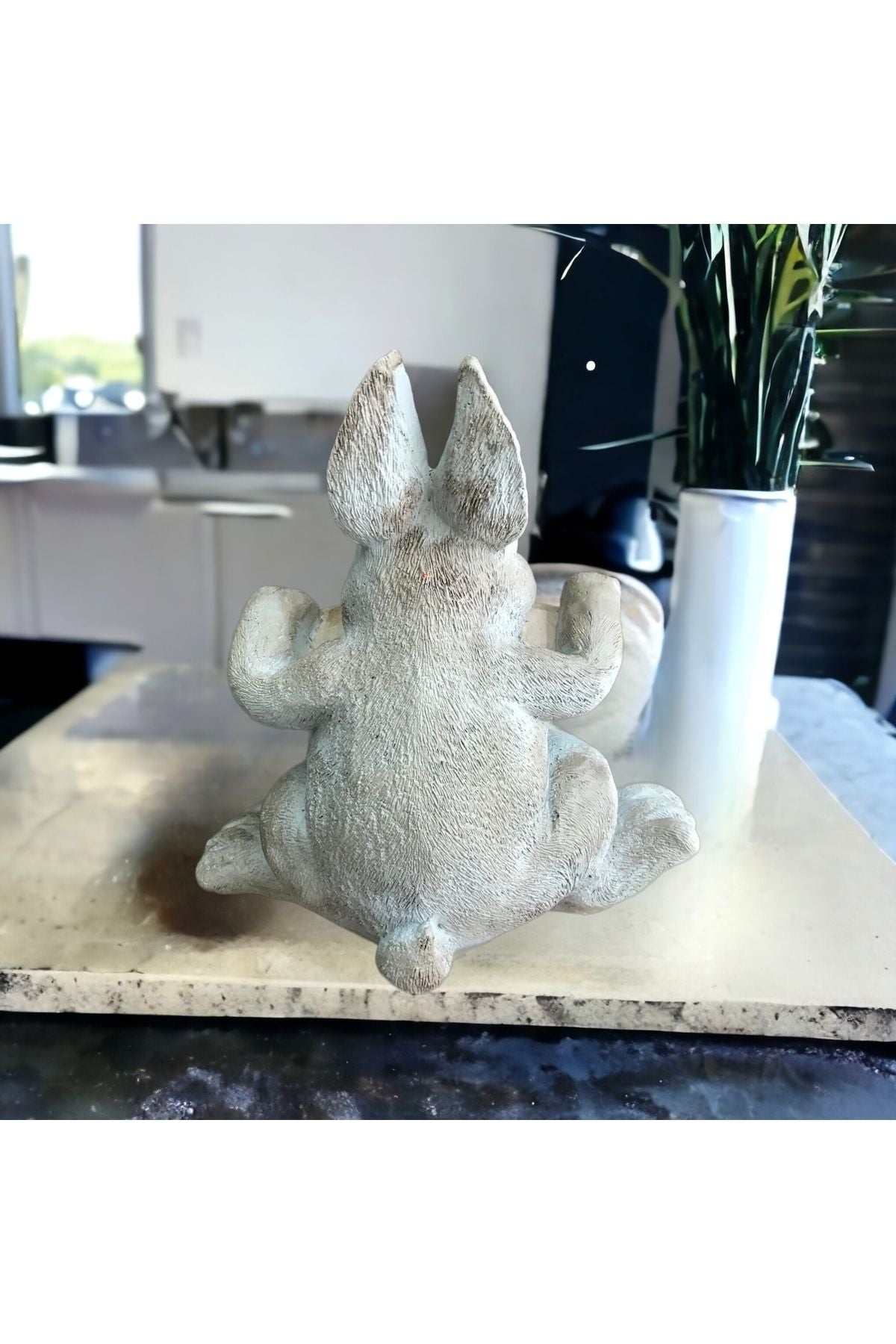 Rabbit Welcome Figurine Gray (26x24cm)