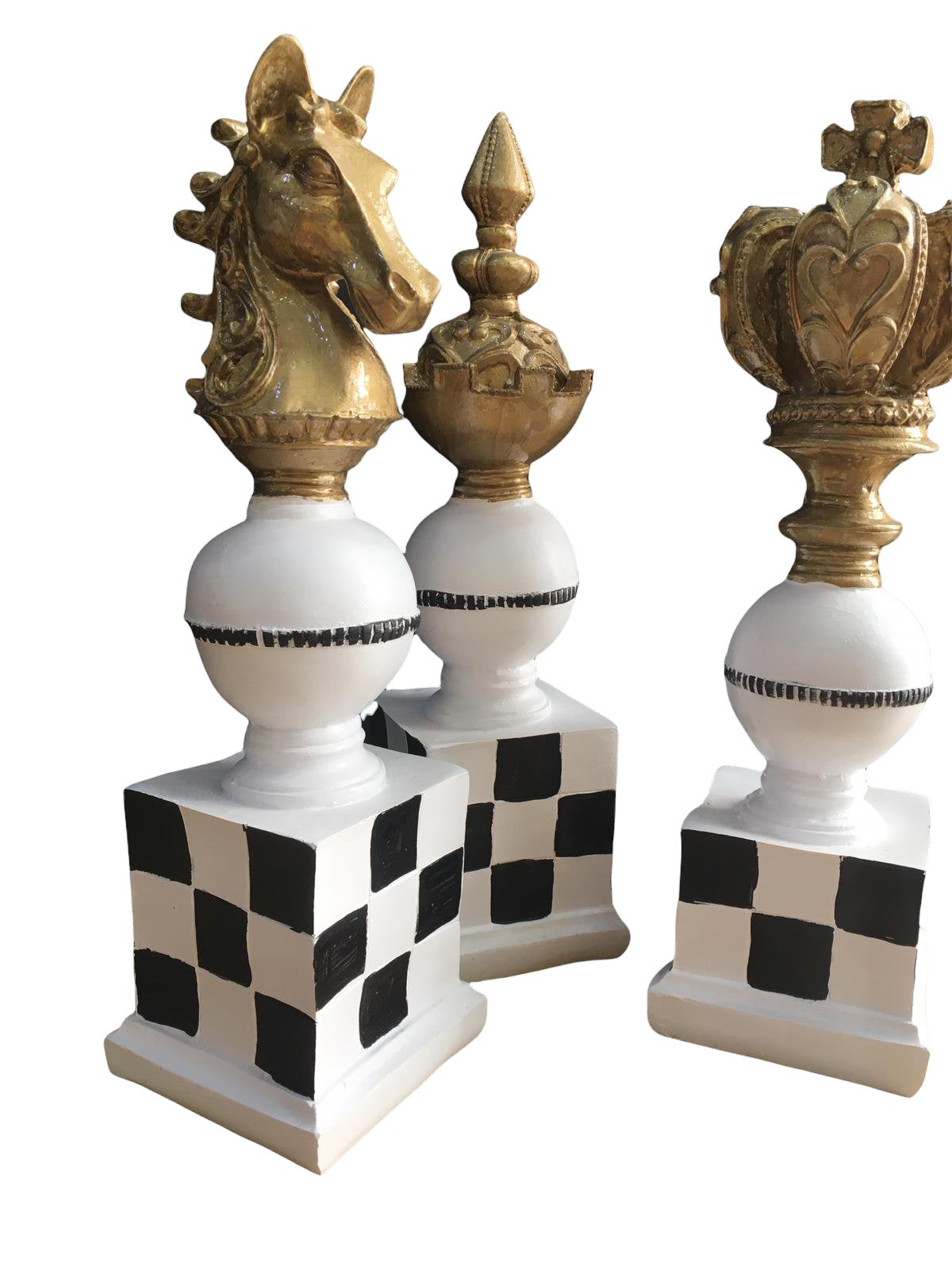 Chess Set, King Queen Knight Mackenzie, Checkered Chess Set