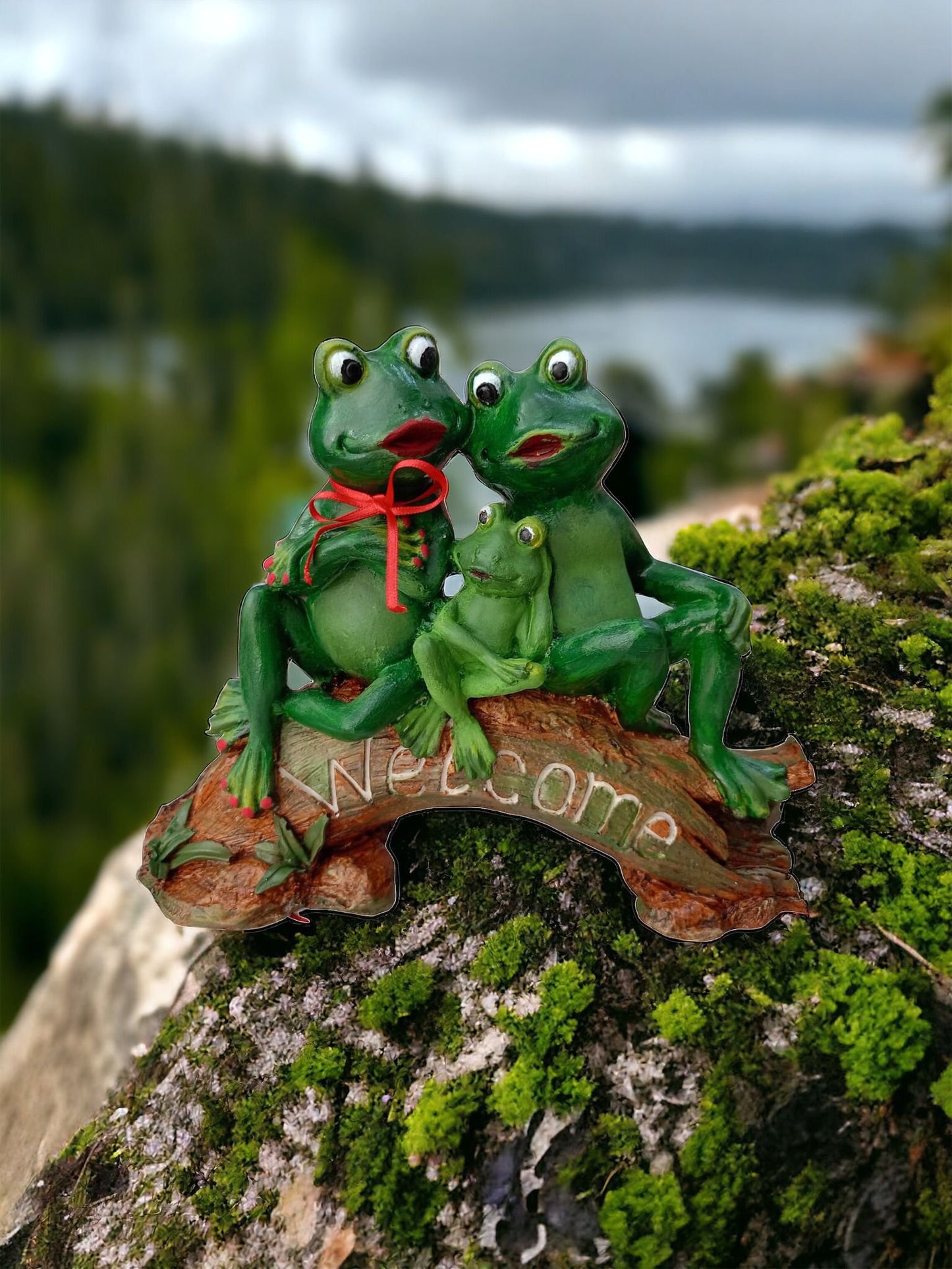 Welcome Written Frog Figure, Decorative Object, Garden Statue