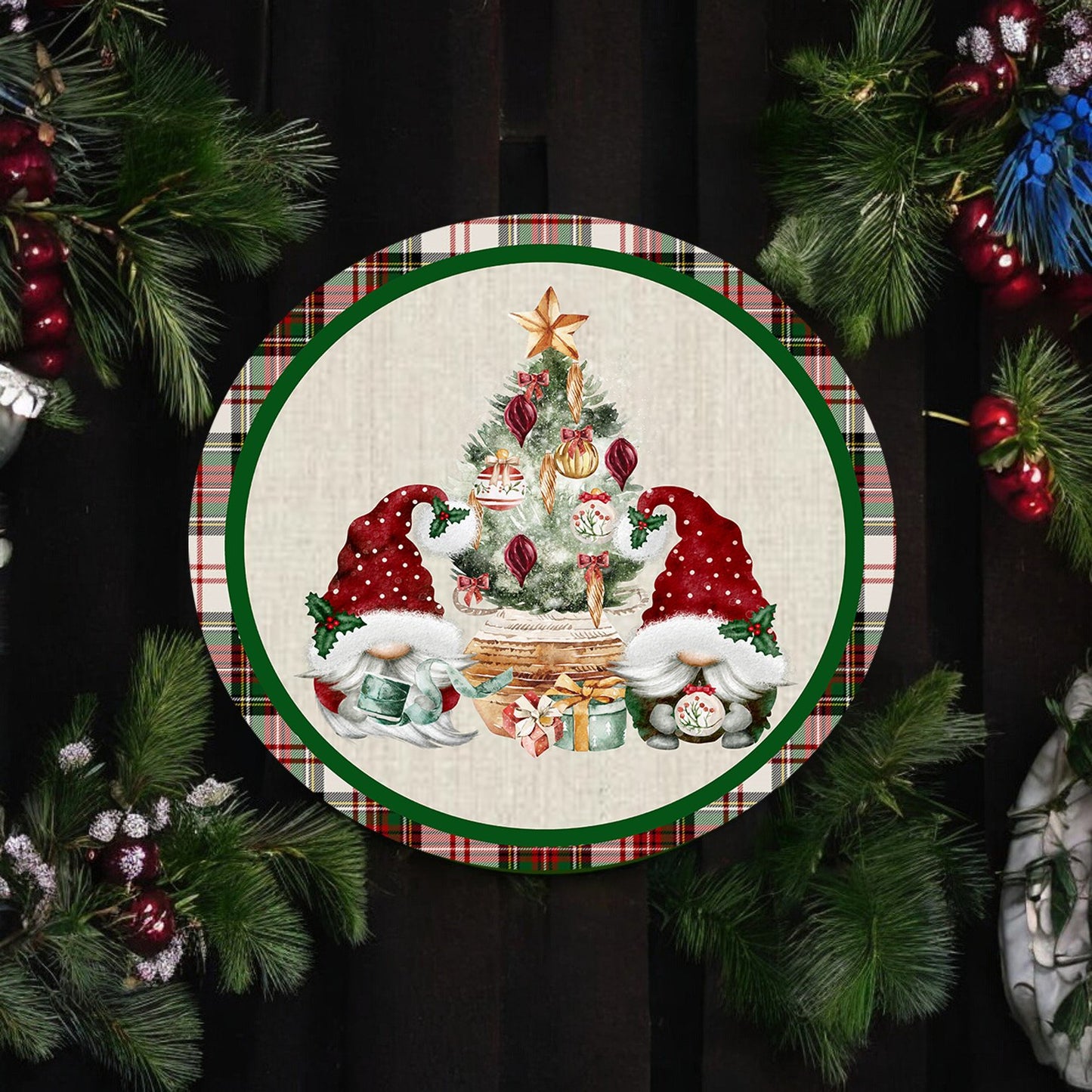 Gnome 2 Piece Winter Serving Board, Fabric - Wooden Inside Serving Board