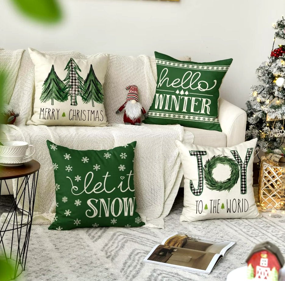 Christmas, New Year, Christmas, Xmas Decorative Pillow Case Set of 4