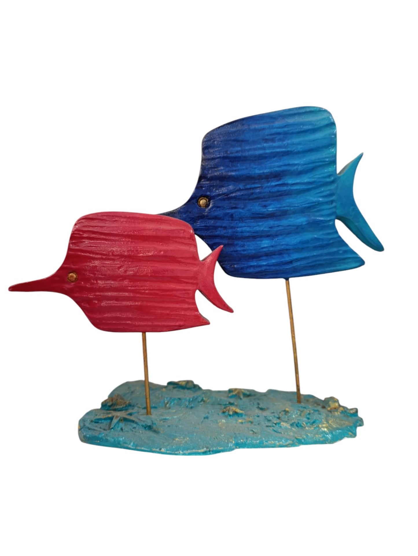 Pedestal Footed 2-Piece Fish Decorative Object, Figurine 29 cm