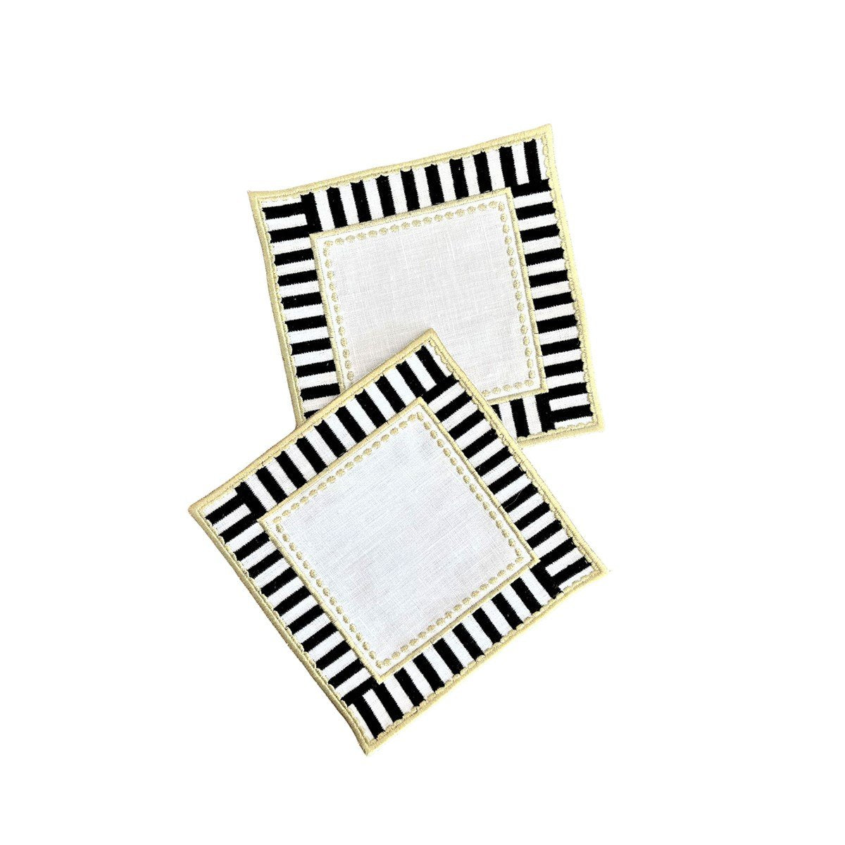 Mackenzie Dama 4-Piece Cocktail Serving Napkins with Hand Embroidery
