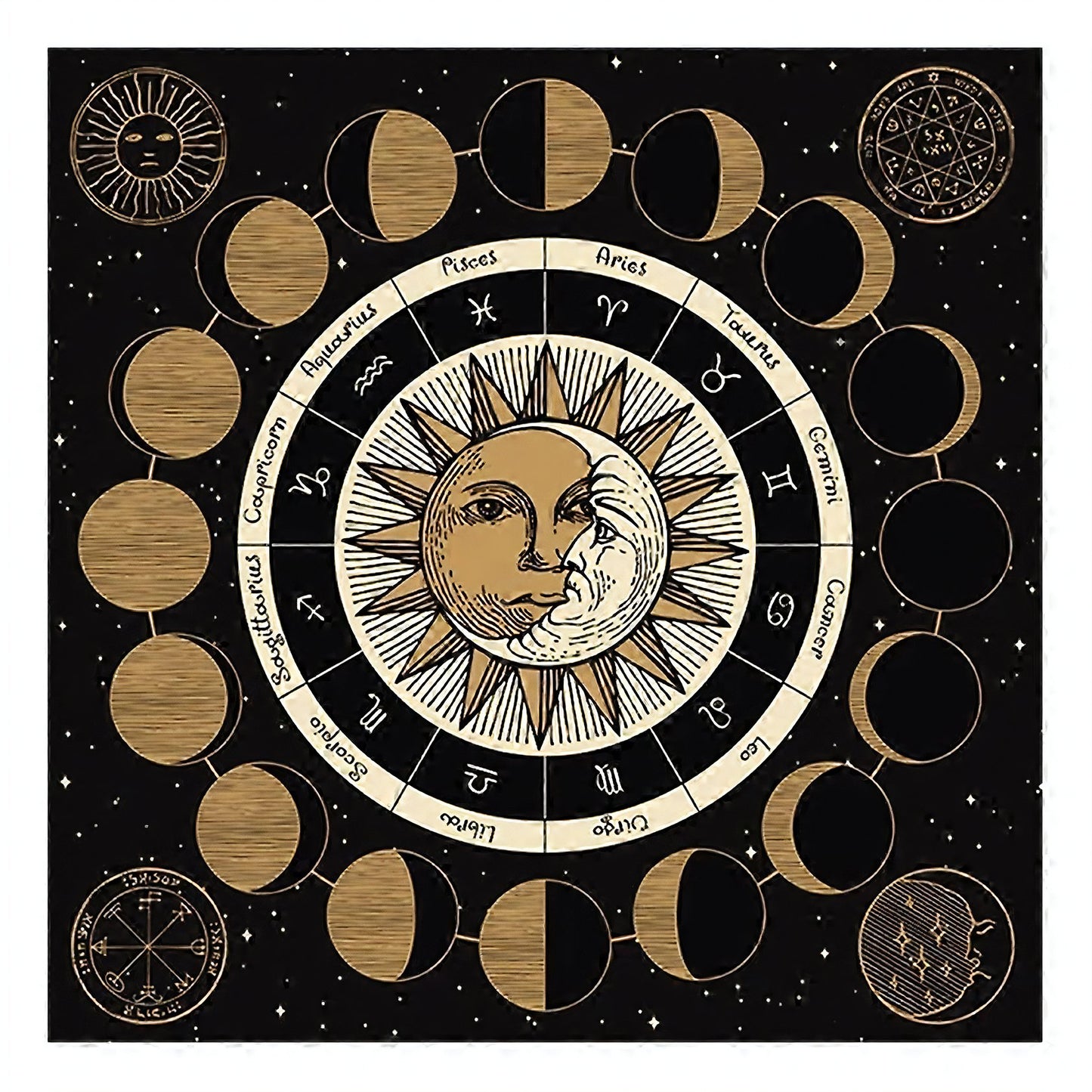 Altar Cloth, Wiccan Supplies, Spiritual Tarot Cloth Astrology Tarot Wall Decor, Sacred Cloth