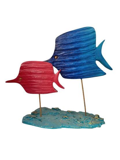 Pedestal Footed 2-Piece Fish Decorative Object, Figurine 29 cm