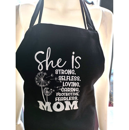 My Mother Black Linen Chef Kitchen Apron