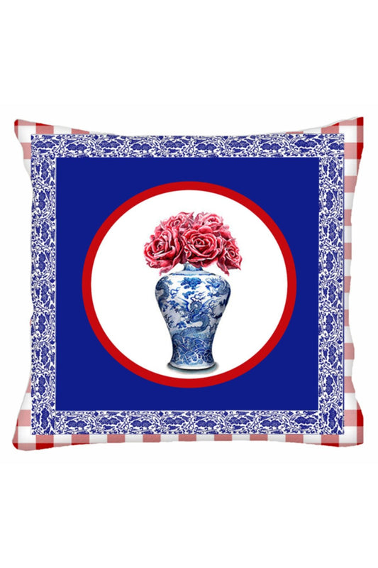 Kırmızı Pötikare Çerçeveli Bleu Blanc Kiraz Yastık & Kırlent & Kırlent Kılıfı No: 6