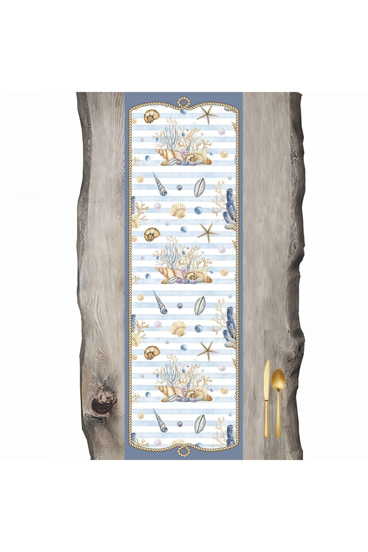 Sea Creatures Cream Blue Pattern Runner - Runner