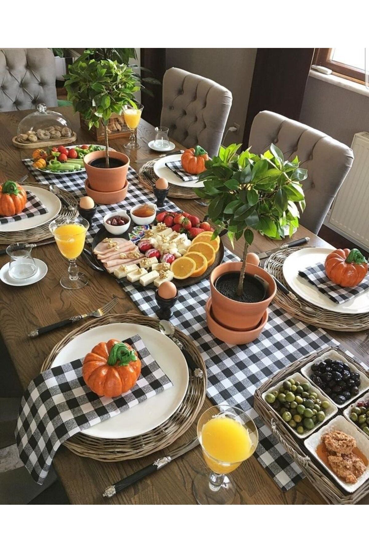 Black and White Gingham, Plaid, Checkered Runner, Placemat