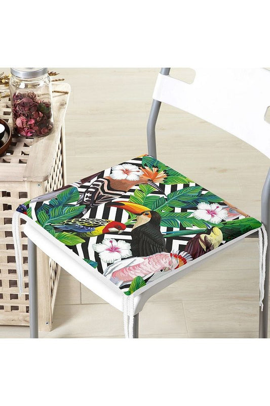 Tropical Patterned Toucans Zippered Chair Cushion
