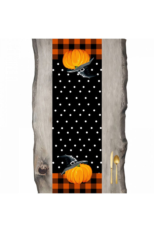 Pumpkin Hat Plaid Floor Ranir &amp; Runner Run363