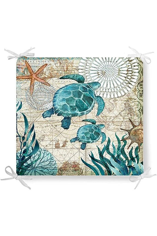 Marine Turtle Pattern Zippered Chair Cushion