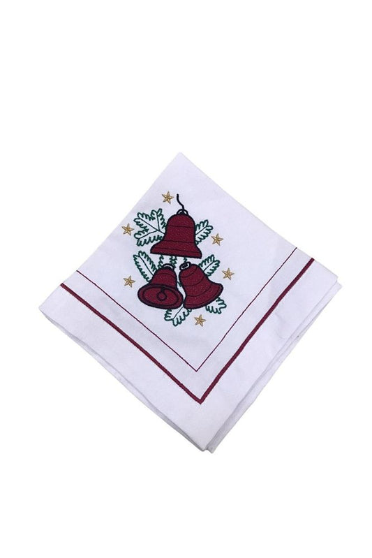 Decorative Service Napkin - 2 Pieces Bell Patterned Linen Cloth Napkin